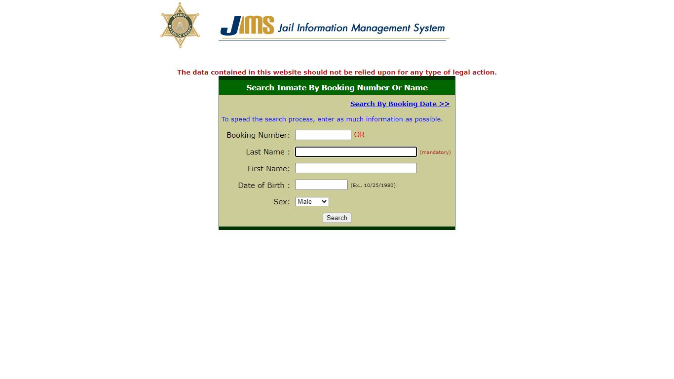 Inmate Information System - Riverside County Sheriff's Department